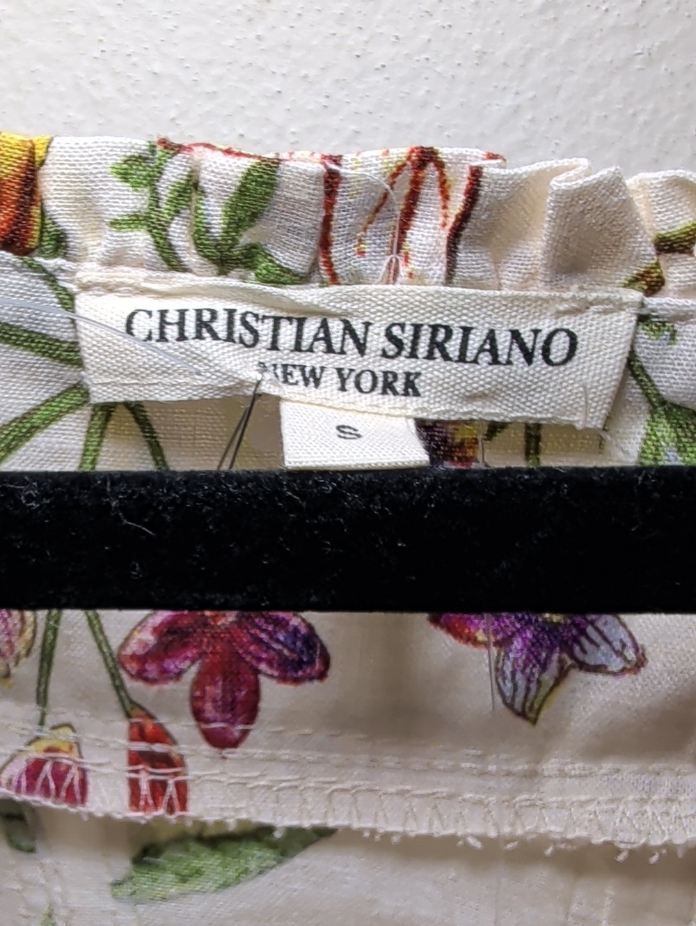 Christian Siriano Floral Linen Blend Blouse Button Front Ruffle Women's Size S - Picture 2 of 6
